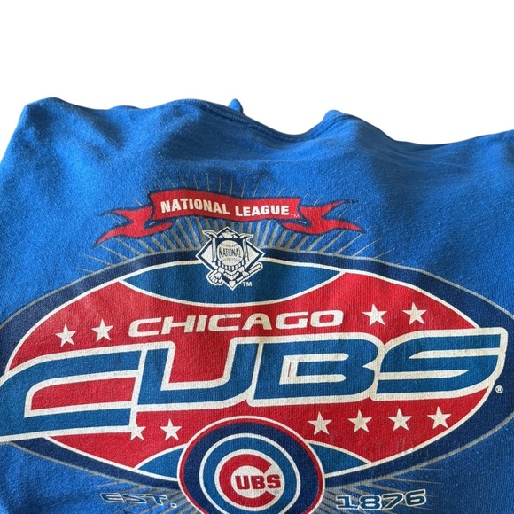 VTG 90’s Delta Pro Weight Chicago Cubs Crewneck LS Tee Big Back Logo Blue Red - Picture 3 of 7